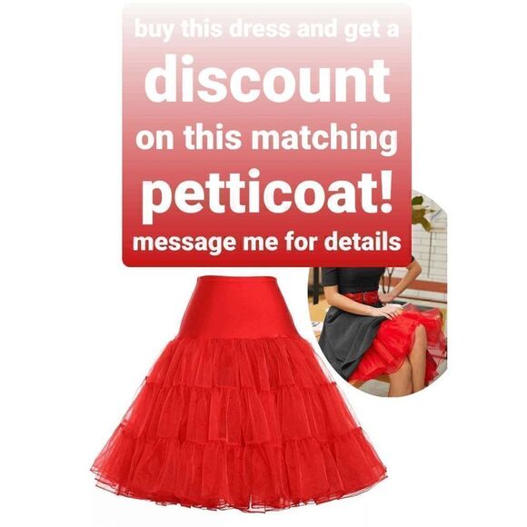 ❤️ Pinup Retro Vintage 1950s Collar Cleavage Vintage Rockabilly Red Dress NWT - Picture 10 of 13